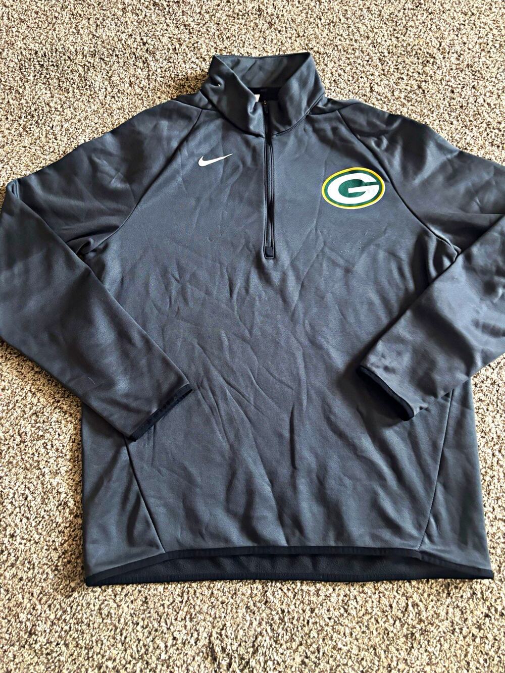 Nike Green Bay Packers NFL Football Dri-FIT 1/4 Zip Pullover Jacket, M, Gray